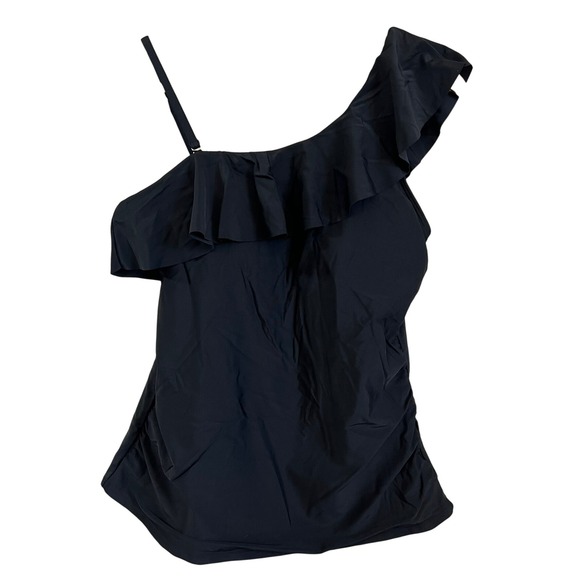 Yonique Other - Yonique Black One Shoulder Ruffle Tankini Swim Top Women's Size M‎